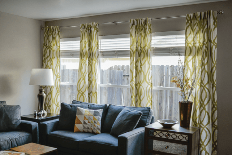 hanging curtains in living room