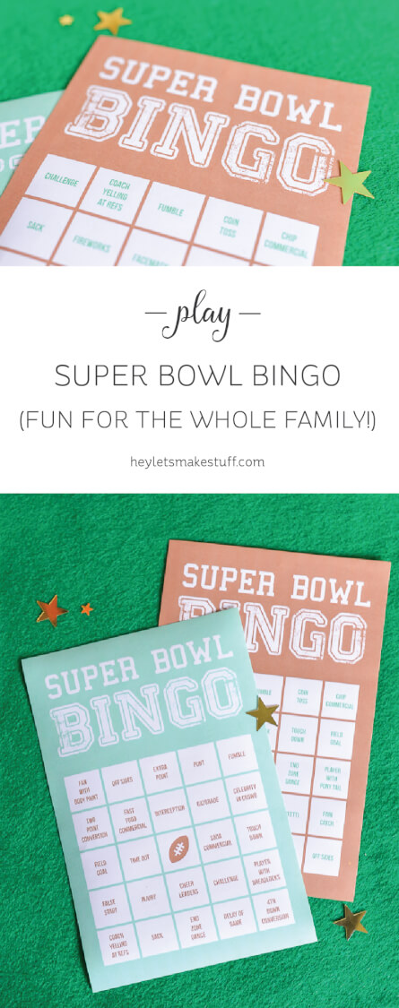 Super Bowl Bingo - Hey, Let's Make Stuff