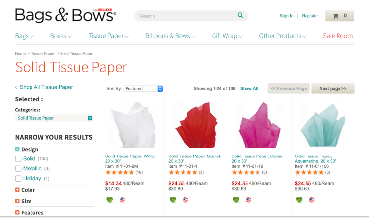 Buying tissue paper in bulk