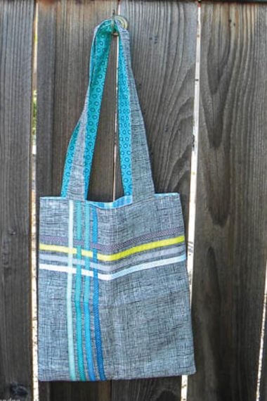 Have some extra ribbon lying around? This woven ribbon tote is a great way to use up your extra stash!