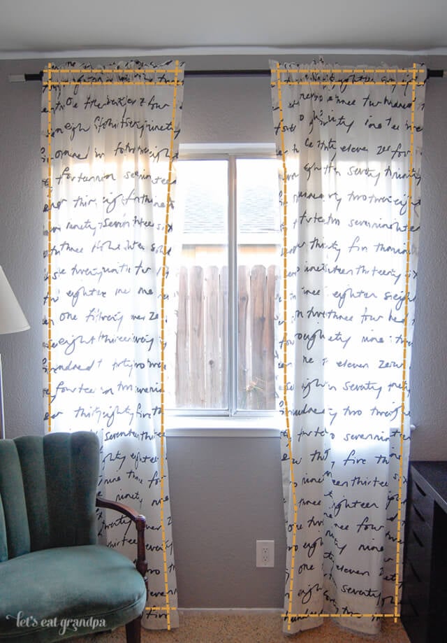 curtain hung from window showing sew lines