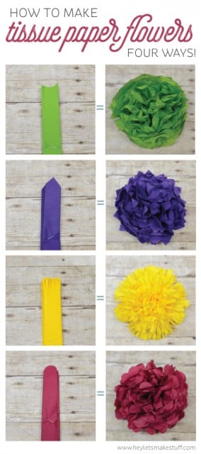 Learn how to make four different types of tissue paper flowers -- they can make a gorgeous wedding centerpiece without breaking the bank!