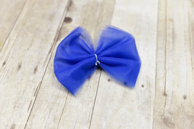 blue tulle wrapped up in a bow