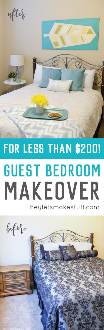 Pin image of guest bedroom makeover before and after photos