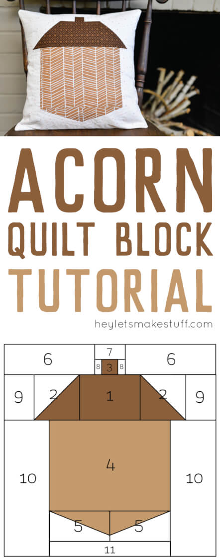 finished acorn quilt block pillow pin image