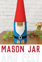This Christmas Gnome is made from a mason jar and felt! A quick Christmas craft that makes a cute holiday gift idea!