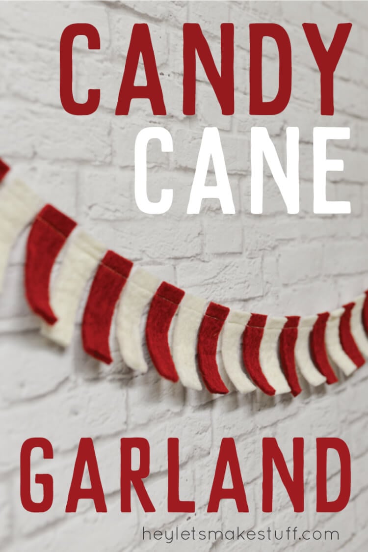 candy cane garland with red and white felt pin image