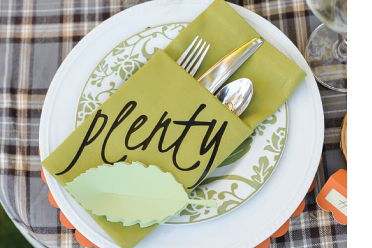 customized pocket napkins on Fall place setting