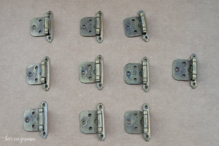 several cabinet hinges