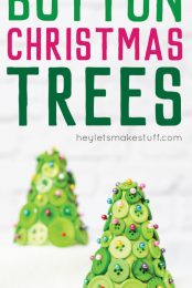 Buttons, straight pins, and foam cone equal an adorable and easy Christmas tree! A fun craft project to make your holidays special.