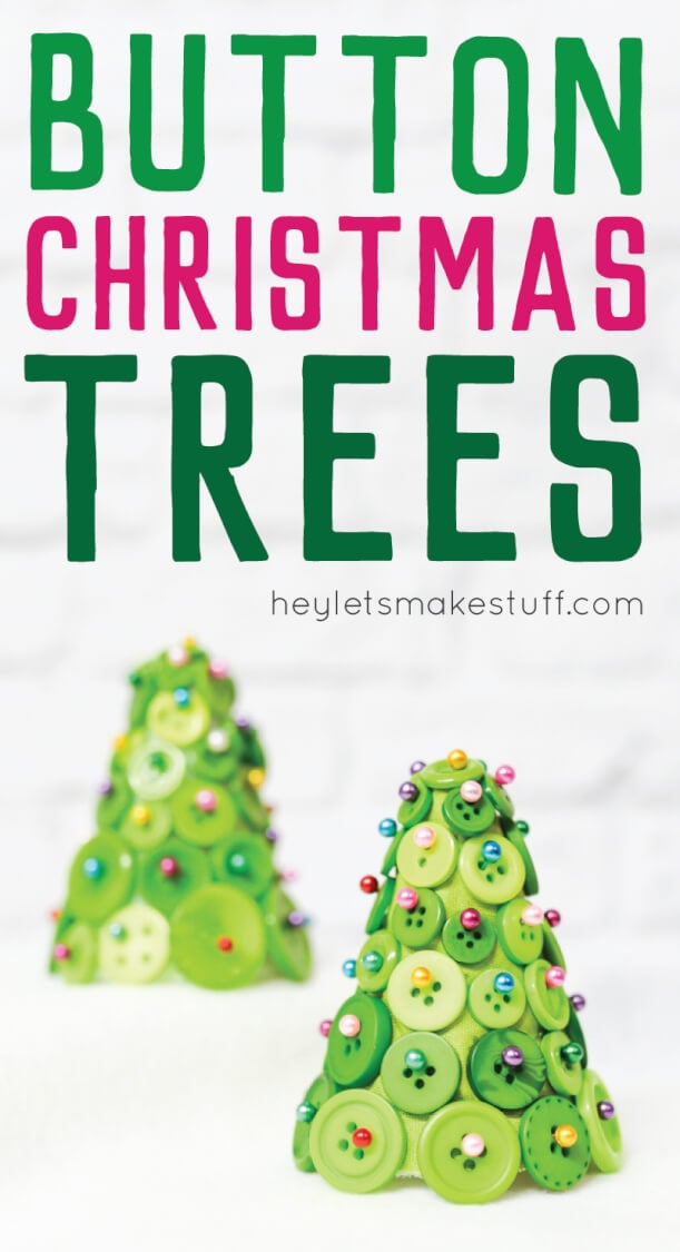 Buttons, straight pins, and foam cone equal an adorable and easy Christmas tree! A fun craft project to make your holidays special.