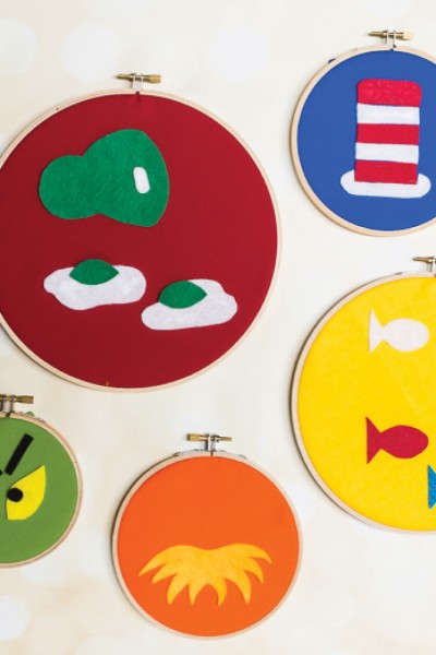 These Dr. Seuss felt hoops are perfect for nursery or kid's decor, and are super easy to make using felt and embroidery hoops!