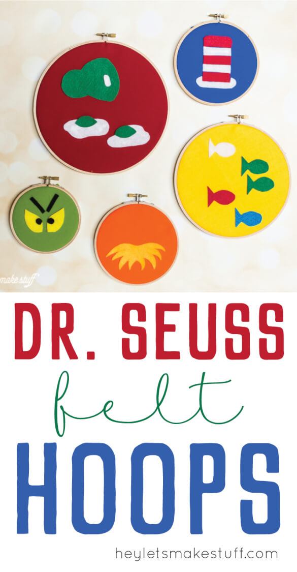 Finished Dr. Suess DIY felt hoops pin image