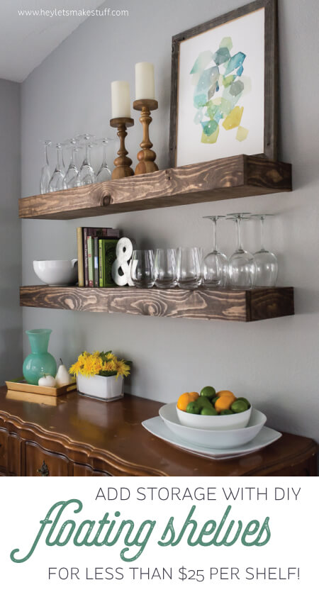 Lacking storage space? Build some chunky floating shelves -- both beautiful and practical!