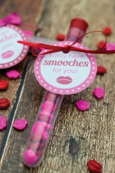 These cute kiss Valentines are a sweet treat for your sweetheart! Get the free Valentine's Day printable to go with these smooches valentines.