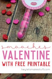 These cute kiss Valentines are a sweet treat for your sweetheart! Get the free Valentine's Day printable to go with these smooches valentines.