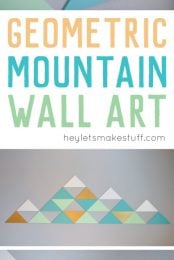 This cute geometric mountain wall art is made using MDF triangles in whatever color combination you'd like! Perfect for filling up large walls -- it's nearly six feet across!