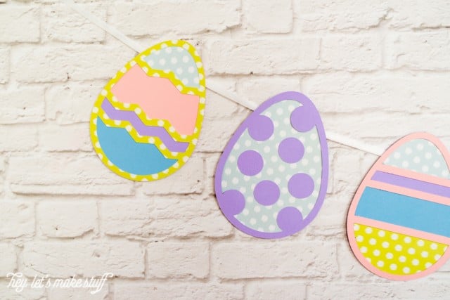 side view of Easter egg cut files hung as a banner