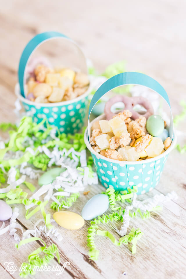 closeup view of mini Easter basket snack cups