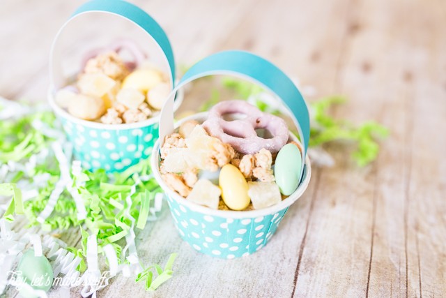 closeup of mini Easter basket snack cups