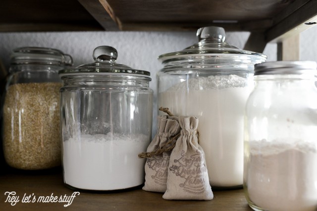 Glass jars filled with pantry staples