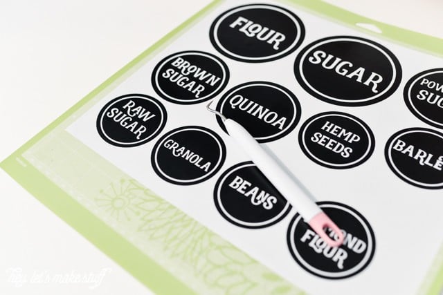 cutting out pantry labels with a Cricut