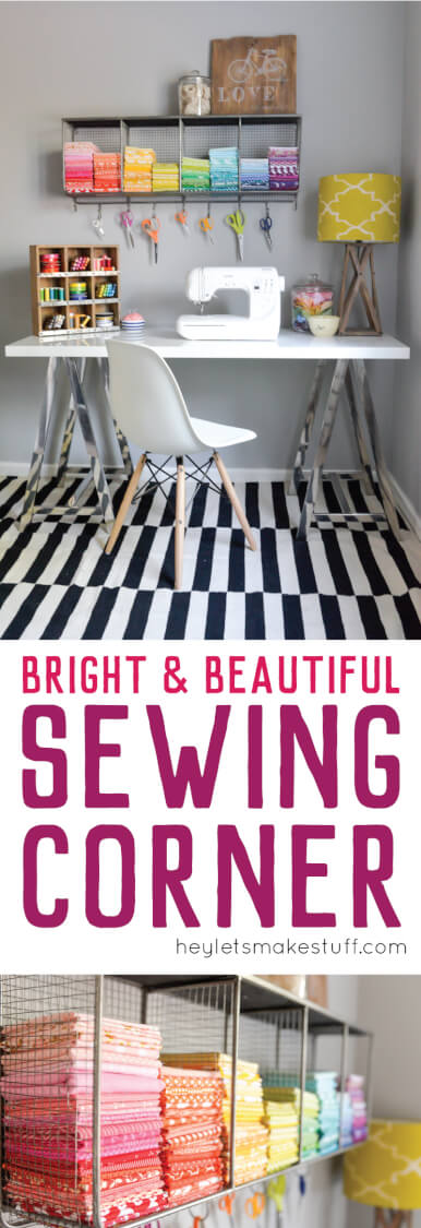 colorful craft room for sewing pin image