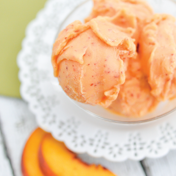 Have some peaches that are a little past their prime? This four-ingredient ginger peach sorbet is the perfect, easy treat! Have some peaches that are a little past their prime? This four-ingredient ginger peach sorbet is the perfect, easy treat!