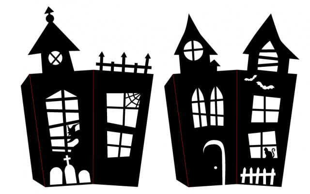 paper Halloween haunted house candy box SVG files