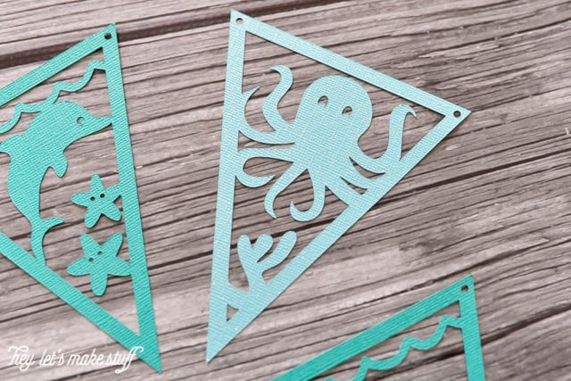 Close up of a pennant with image of an octopus