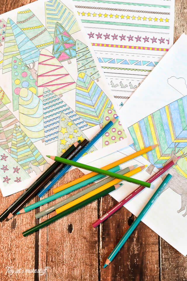 colored in printable coloring wrapping paper with colored pencils