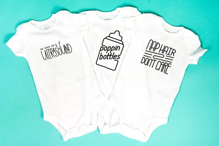 Baby onesies made with the Cricut