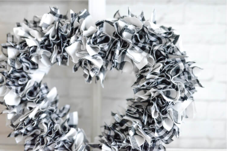 scrappy fabric heart wreath