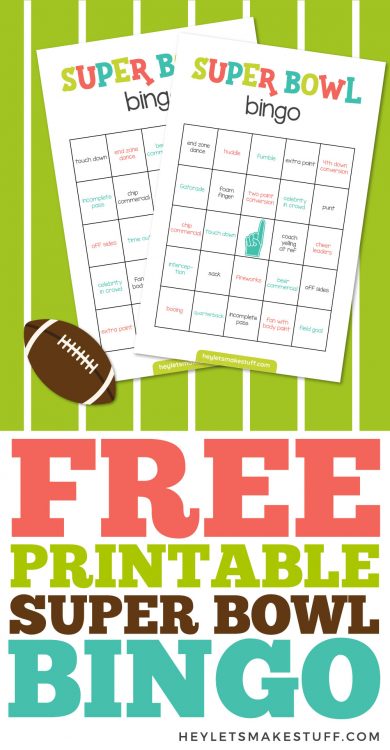 Super Bowl Bingo Printable Cards - Hey, Let's Make Stuff