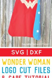 Wonder Woman gets an update in the new Batman v Superman movie! Get the free cut file for her new logo, plus learn how to sew a quick Wonder Woman cape.
