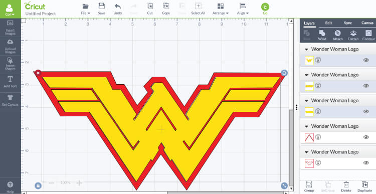 screenshot of wonder woman logo