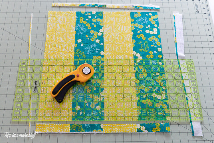 step 8 - Quilt-As-You-Go with big stripes panel