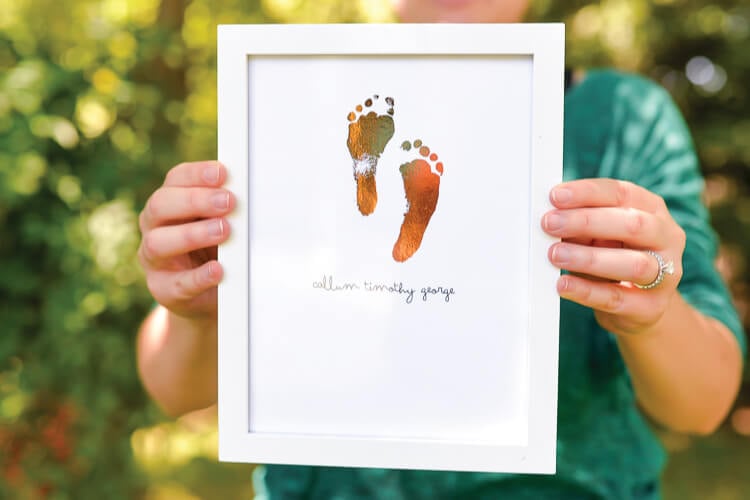 Foiled Footprint Art From Baby Hospital Footprints - Hey, Let's