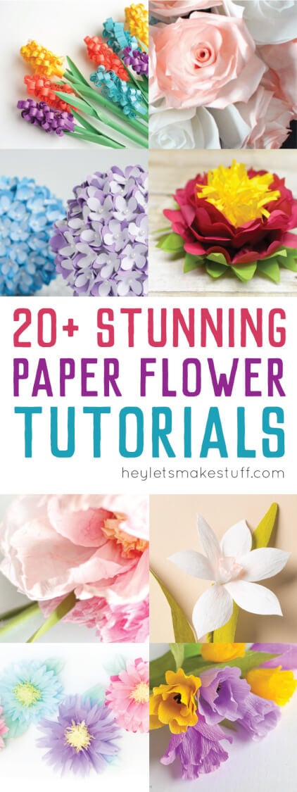 Here are more than twenty beautiful paper flower tutorials. Perfect for weddings, baby and bridal showers, nurseries, and party decor! 
