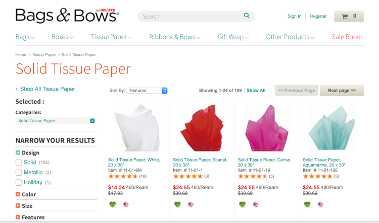 Bags and Bows tissue paper