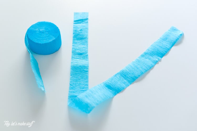 A roll of blue crepe paper