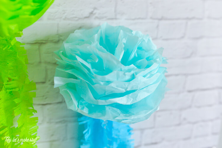 Close up of blue tissue paper