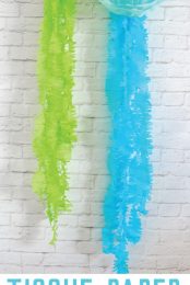 These tissue paper jellyfish are perfect for a mermaid birthday, under the sea party, or any other beachy event you might have!