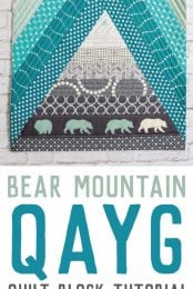 This mountain-inspired quilt-as-you-go tutorial is a fun quilt block perfect for a mountain nursery or any woodland decor!