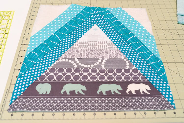 Bear Mountain quilt-as-you-go (QAYG) block