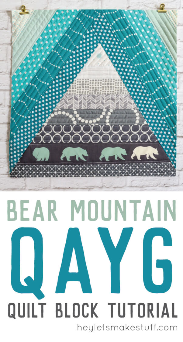 Bear Mountain quilt-as-you-go (QAYG) block pin image