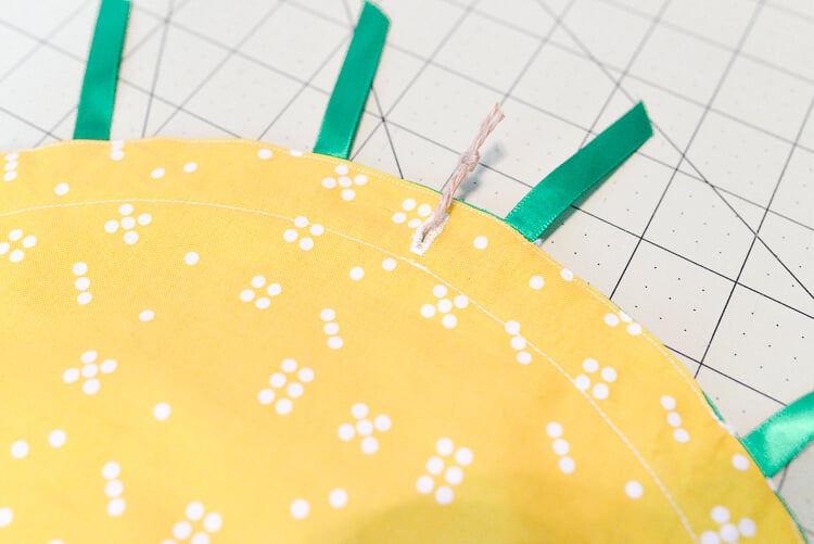 DIY cinched pineapple purse step 12