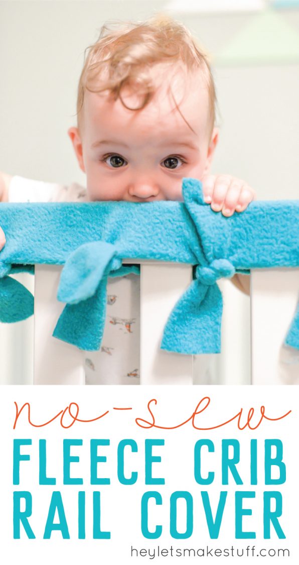 easy, no-sew fleece crib rail cover pin image