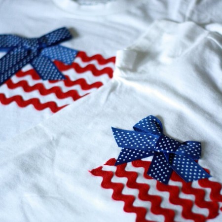 patriotic flag shirt with ribbon