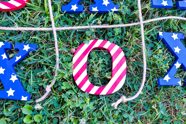 Tic Tac Toe lawn game done in patriotic colors